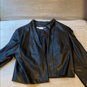Crop length leather jacket